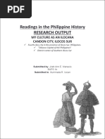 Readings in The Philippine History Research Output: My Culture As An Ilocana Candon City, Ilocos Sur