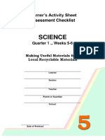 Science: Learner's Activity Sheet Assessment Checklist