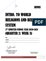 Intro. To World Religions and Belief System: (Quarter 2: Week 3)