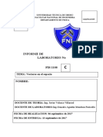 Informe de Laboratorio No: TEMA: Vectores en El Espacio