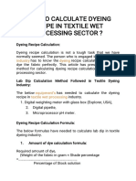 TWP2 Dyeing Recipe Calculation