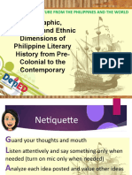 Geographic, Linguistic and Ethnic Dimensions of Philippine Literary History From Pre-Colonial To The Contemporary