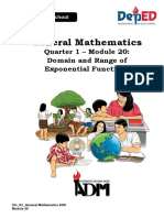 General Mathematics: Quarter 1 - Module 20: Domain and Range of Exponential Functions