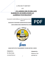 A Study To Assess The Work Life Harmony of Employees at Aashman Foundation