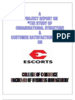 A Project Report On The Study of Organisational Structure and Customer Satisfaction Survey On Escort Ltd.