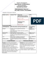 Department of Education: Performance Task No. 1 English, Math, Science, TLE, MAPEH