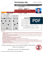 Roll Number Slip: Govt. Model Boys High School Sector II Khayaban Sir Syed Rawalpindi