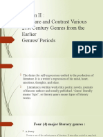 Lesson II: Compare and Contrast Various 21st Century Genres From The Earlier Genres/ Periods