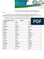 Inventory of Words in The Mother Tongue With Filipino and English Equivalents