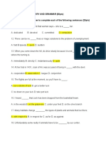 Part Two: Vocabulary and Grammar (60Pts) I. Choose The Best Answer To Complete Each of The Following Sentences (20pts)