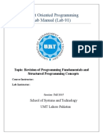 Object Oriented Programming Lab Manual (Lab 01)