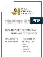 Derivation of Rectilinear Motion and Its Application