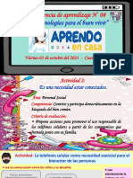 Actividad de Aprendizaje 4° - Viernes 01 de Octubre Del 2021 - Personal Social