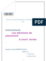 Décisions de Placements À CT