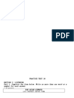 Practice Test 19 Section I: Listening Part 1. Complete The Form Below. Write No More Than One Word or A Number For Each Answer. Pan Asian Airways