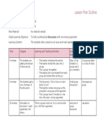 Lesson Plan Outline The Discussion