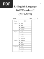 S3 English Language IWP Worksheet 2 (2019-2020) : Name: - Class