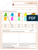 Ingles Reading and Writing Worksheet Clothes