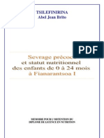 Sevrage Précoce Et Statut Nutritionnel Des Enfants de 0 À 24mois À Fianarantsoa I (TSILEFINIRINA Abel Jean Brito - 2007)