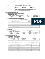 Physical Fitness Test Score Card