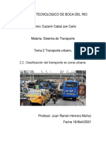 2.2. Clasificación Del Transporte en Zona Urbana CAZARIN CABAL JAN CARLO