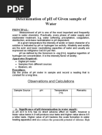 Determination of PH of Given Sample of Water: Observations and Calculations