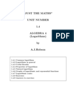 "Just The Maths" Unit Number 1.4 Algebra 4 (Logarithms) by A.J.Hobson