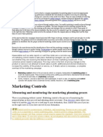 Marketing Controls: Measuring and Monitoring The Marketing Planning Proces