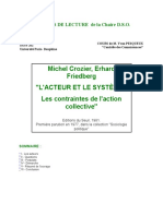 LES FICHES DE LECTURE L'acteur Et Le Système de Michel Crozier