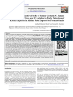 A Comparative Study of Serum Cystatin C, Serum Electrolytes, Urea and Creatinine in Early Detection of Kidney Injuries in Albino Rats Exposed To Formaldehyde