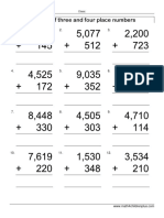 Addition of Four To Three Place Numbers