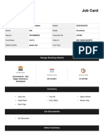 Job Card: Garage Booking Details