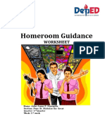 Homeroom Guidance: Worksheet