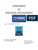 Assignment OF Strategic Management: Topic: - About MARUTI SUZUKI