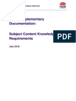 Subject Content Knowledge Requirements Policy