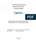 La Descolonización Como Método Crítico-Epistemológico en La Formación Docente