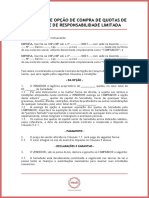 Contrato de Opção de Compra de Quotas de Sociedade de Responsabilidade Limitada