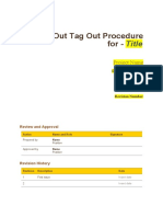 Lock Out Tag Out Procedure For - : Title