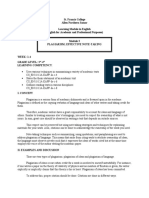 St. Francis College Allen Northern Samar Learning Module in English (English For Academic and Professional Purposes) Plagiarism Effective Note-Taking