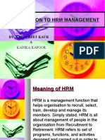 Introduction To HRM Management