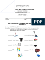 ACTIVITY SHEET in HOUSEHOLD SERVICES