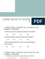 Long Quiz in Math 5