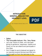 General English For University Level: By: Yanu Rarasati Indraning Tiyas, M.PD