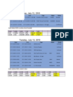 Monday, July 12, 2010: Start End Type Name Status