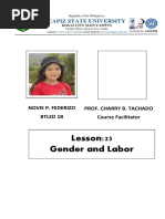 Lesson:25 Gender and Labor: Prof. Charry B. Tachado Course Facilitator Novie P. Federizo Btled 1B