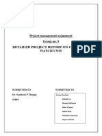 Detailed Project Report On Clock and Watch Unit: Project Management Assignment Group No: 9