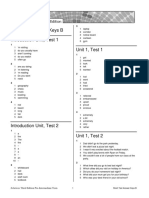 Short Test Answer Keys B