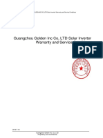 Guangzhou Golden Inc Co, LTD Solar Inverter Warranty and Service Conditions