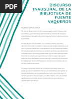 Discurso Inaugural de La Biblioteca de Fuente Vaqueros