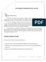 Content and Contextual Analysis of Selected Primary Sources: Intended Learning Outcome